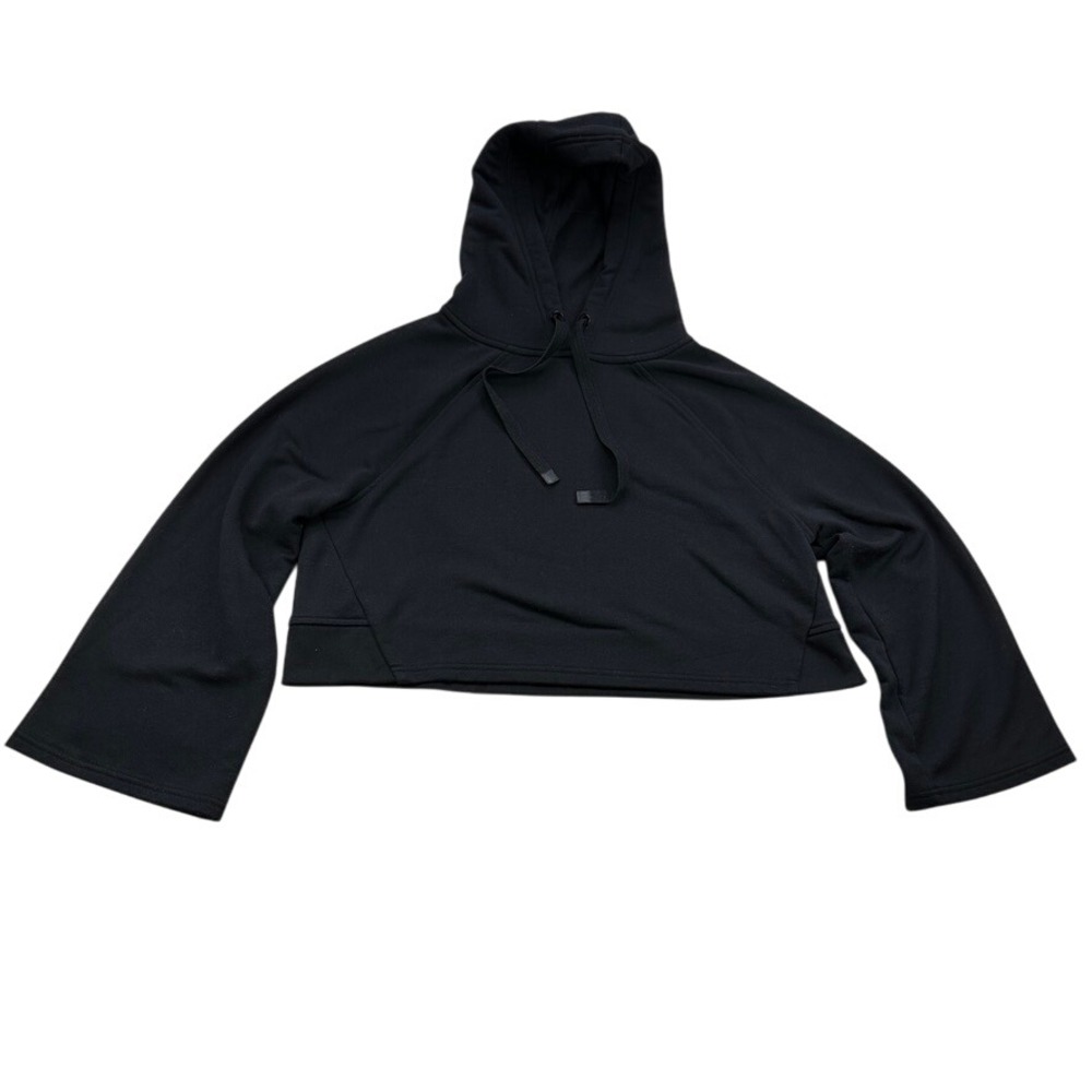 Athleta XS Black Cropped Bell Sleeve Hoodie Athleisure Casual Sweatshirt‎